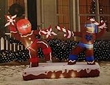 CHRISTMAS INFLATABLE 6.8' DUELING GINGERBREAD MAN NINJAS OUTDOOR YARD DECORATION