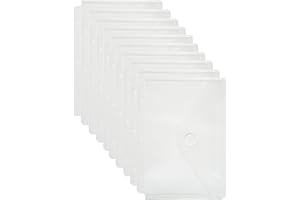 YESSART Plastic 3 Ring Binder Pockets Clear Pouches for 5.5’’ x 8.5’’ Paper Folder Organizer Hook Loop Closure 10 Pack