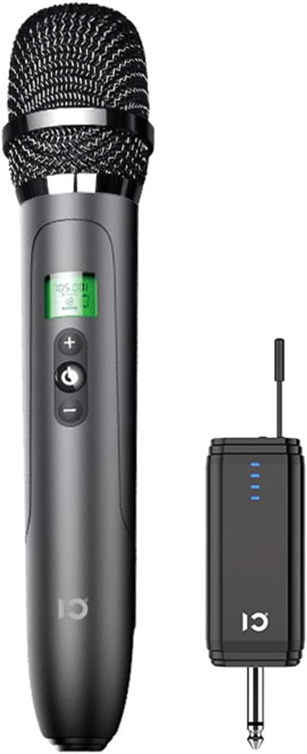 Wireless Microphone System Portable Dynamic Handheld Mic UHF Moving-Coil Vocal Microphone with Rechargeable Receiver for Karaoke, Singing, Party, Wedding, Meeting, Church, DJ, Speech, Class, Outdoors