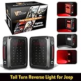 Vplus LED Tail Lights Assembly Smoke Lens Brake Turn Stop Reverse DRL Light Lamp Replacement for 2007-2017 Jeep Wrangler YJ JK CJ TJ JKU Sports, Sahara, Freedom Rubicon (Pair)