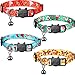 Frienda 4 Pieces Christmas Cat Collars with Bell Adjustable Breakaway Cat Collars Holiday Kitten Decoration for Christmas Party Cat Accessories