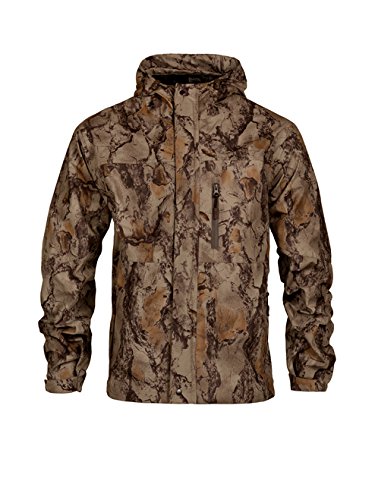 Natural Gear Camo Rain Coat for Hunting with Waterproof Zipper and Hood, Waterproof Camo Hunting Jacket for Men, Made with Dri Stalk Rigid Shell Material (Medium)