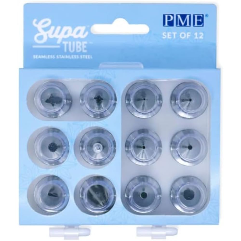 PME Supa Tube Nozzles Set of 12, Stainless Steel, Silver