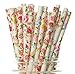 Wedding Flower Straws, Pink & White Floral Straws (50 Pack) - Wedding Party Favor Supplies, Formal Flowers Paper Drinking Straws