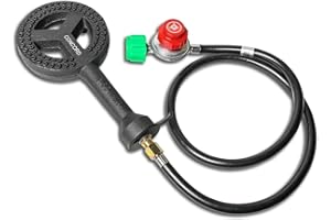 CONCORD COOKWARE CONCORD 6" Diameter High Pressure Banjo Jr Burner Head with Brass Orifice and Build in Stand (Burner Head with Regulator Hose)