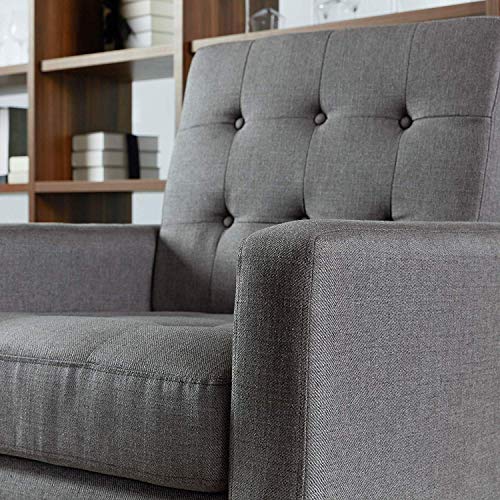Top Space Accent Chair Living Room Chairs Arm Chair Single Sofa Upholstered Gray Comfy Fabric Mid-Century Modern Furniture for Bedroom Office (1PCS-1, Gray)