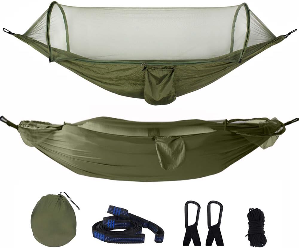Living Express Camping Hammocks, Portable Camping Hammock Tent with Tree Straps for Backpack, Outdoor, Hiking