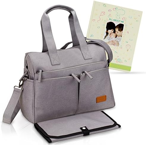 Momies Designer Diaper Bag - Large, Spacious Baby Bag Purse with Internal and External Storage Pockets - Fashionable Design Great for Both Men and Women Cotton Twill, Waterproof Design