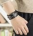 Hamoery Men Leather Bracelet Punk Braided Rope Alloy Bracelet Bangle Wristband