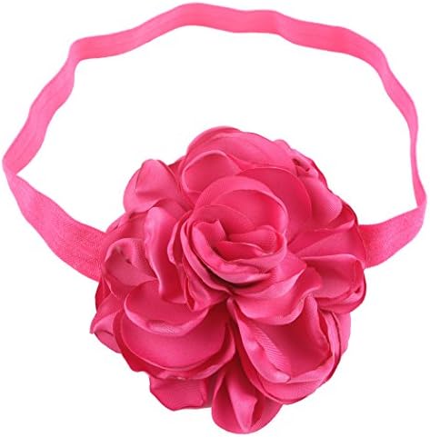 Queengirls Baby Girls Elastic Headbands With Bows hot pink 14inch
