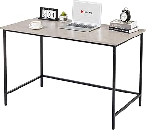 WOHOMO Small Computer Desk 39’’ Simple Modern Style Study Desk for Home Office, Snap Metal Frame Wood Work Desk Easy Assembly, Gray Marble