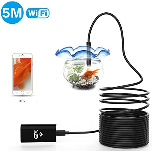 5M Wireless Endoscope, WiFi Borescope Waterproof Inspection Camera 2.0 Megapixels HD 6 Led Lights Snake Camera for Ios, Android, Windows, Mac