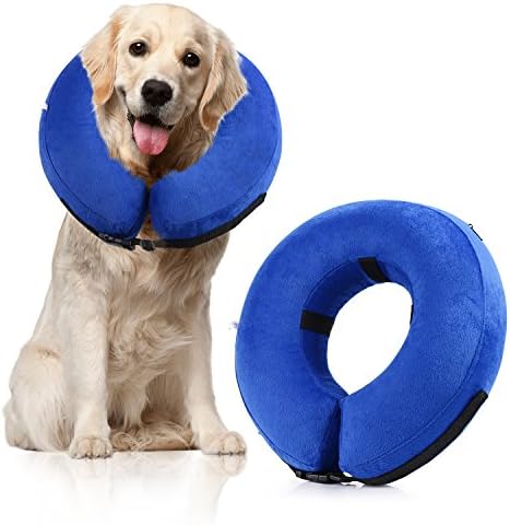 Protective Inflatable Pet Collar, PetNLife Soft Adjustable &amp; Comfortable Pet E-Collar for Dogs and Cats, Great for Recovery from Surgery or Wounds, Medium Size