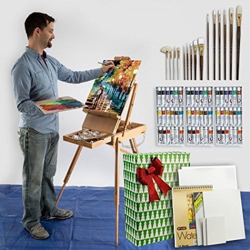 French Easel Oiled Elm Wood ++ 75 Supply Pieces