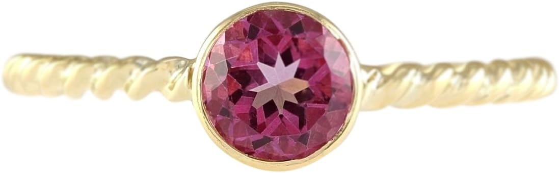1 Carat Natural Pink Sapphire 14ct Yellow Gold Solitaire Promise Ring for Women