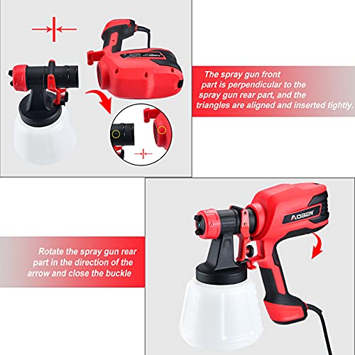AOBEN Paint Sprayer, 750w Spray Gun Home Electric Paint Gun with 8