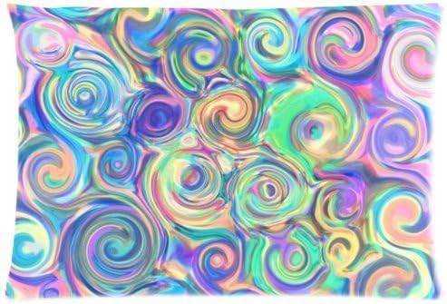 Rectangle Colorful Psychedelic Trippy Swirl Art Pattern Throw Pillow Case Zippered Pillow Cover Home Sofa Decorative 20"x 30" Inch(Twin Sides)