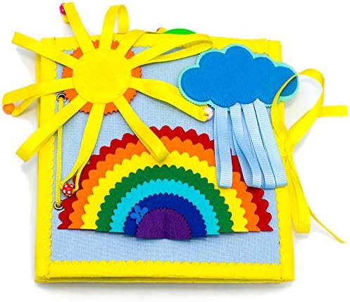 Discover Nature 8 Theme Non-Toxic Felt Play with Quiet Book 8”x9”x2” on Cotton Fabric w/ Fusible Interfacing, Touch and Feel Cloth Book, 3D Book, Activity Book, Educational Toy, Busy Book, Toy Book
