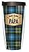 Signature Tumblers World's Greatest No. 1 Papa Wrap on Blue Flannel 16 Ounce Double-Walled Travel Tumbler Mug with Black Easy Sip Lid