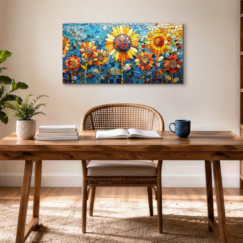 SERIMINO Paintings Decoration Living Room Modern, Vintage Large Decorative Canvas, Colourful Flowers Decorative Sheets, Artistic Sunflower Paintings Bedrooms, Hallways, Dining Room Room 50 x 100 cm