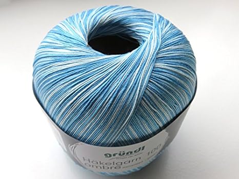 Ombre Filethäkelgarn 100 g, Blaumeliert Nr. 3