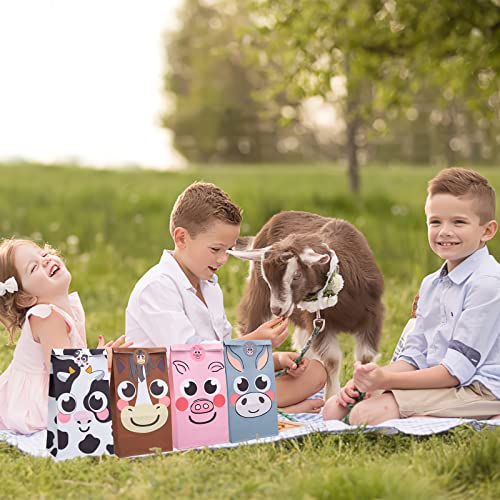 LOVESTOWN 32PCS Farm Animal Party Favor Bags, Goodie Bags with Stickers Treat Bags for Farm Birthday Party Baby Shower Barnyard Gift Bags