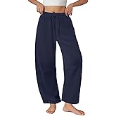 loveimgs Women Baggy Wide Leg Barrel Sweatpants Elastic Waist Pull On Barrel Pants Ankle Lounge Pants Drawstring Boyfriend