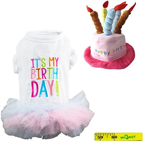 Dog Cat Pet Happy Birthday Hat and It's My Birthday Princess Skirt Tutu Dress Multiple Layers