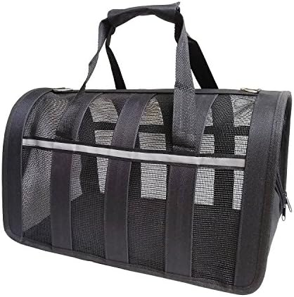 JzNova Soft-Sided Pet Travel Carrier - Airline Approved Pet Carrier Bag for Cats and Small Dogs (16"x10"x10", Black)