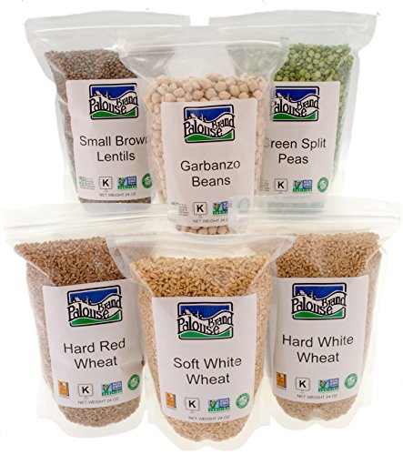 Non-GMO Project Verified |Garbanzo Beans, Lentils, Green Split Peas, Hard White Wheat, Hard Red Wheat, Soft White Wheat )Total 9Lbs | 100% Non-Irradiated| Certified Kosher Parve | Field Traced