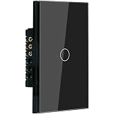 TOZENVAN Smart Light Switch, with or Without Neutral Wire, Black, 1 Button | No Neutral Needed at Wall Box, Capacitor Included, Fits Standard US Single Gang Wall Boxes, App and Voice Control