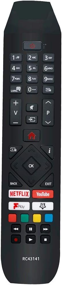 VINABTY RC43141 Remote Control Replacement fit for Hitachi Smart TV with Netflix Youtube & Fplay Buttons 32HB26J61U 32HB26T61UA 50HB26T72U 524HB21T65U 24HB21T65U