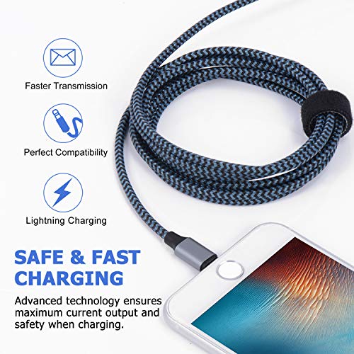 iPhone Charger, Sundix 3Pack 10ft Lightning Cable iPhone Charger Cable Nylon Braided Charging Cord Compatible iPhone XR XS XSMax X 8 8 Plus 7 7 Plus 6 6s Plus SE 5 5s 5c iPad iPod? (Blue)