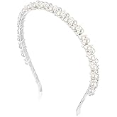 Aeaocvo Pearl Headband, Simple Design Imitation Pearl Headband for Wedding Bride, Fashion Beaded Bling Hairbands Hair Hoop Accessories for Birthday