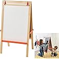 MÅLA Easel, softwood Kids Drawing Easel with Blackboard, Whiteboard, Canvas, Folding, Portable, Great Christmas Gifts for Kids