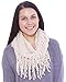 Winter Warm Knitting Fringed Infinity Loop Scarf for Men or Women Beige One size