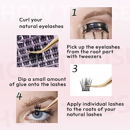 GAQQI Lash Clusters C Curl - DIY False Eyelash Extension at Home - Individual Cluster Eyelashes Reusable Faux Mink Cluster Lashes(GQ03+GQ09,10-16 mm, C Curl)
