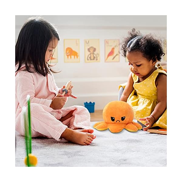 Weilisi-Reversible-Octopus-Plush-ToyOctopus-Reversible-PlushieDouble-Sided-Flip-Mood-Octopus-for-KidsGirlsBoysFriends-orange Weilisi Reversible Octopus Plush Soft Toy 20 cm,Octopus Reversible Plushie,Double Sided Flip Mood Octopus Gift for Kids…