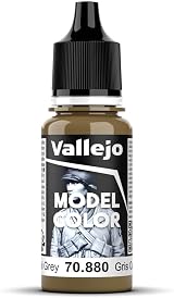 Vallejo Model Color Kaki Grey 18 ml Self-Leveling Acrylic Paint, Brush view 1