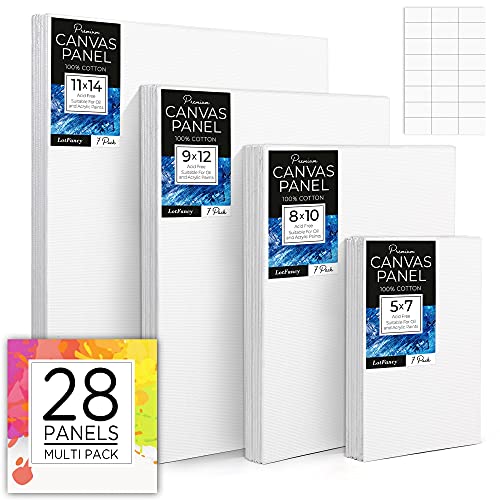 LotFancy Canvas Boards for Painting, Multipack of 28, 5x7\