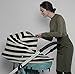 Breastfeeding Nursing Cover + 1 Burp Cloth by HealthySam - Baby Car Seat Covers - Shopping Cart, High Chair, Stroller and Carseat Canopy - Stretchy, Breathable Scarf and Shawl - Cotton - Black Stripes