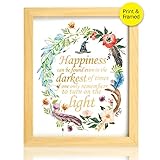 8X10 Happiness can be found in the darkest of times Real Gold Foil and Floral Watercolor Print(Framed) Dumbledore Harry Potter Quote Nursery decor wall art Wedding Holiday Gifts