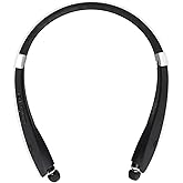 ASHATA Bluetooth Neckband Headphones, Bluetooth Stereo Neckband Earbuds Retractable Flexible Sports Earphones with Mic, Noise Cancelling, for Running Workout(White)