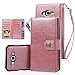 TabPow Galaxy J7 Case, 10 Card Slot - ID Slot, Button Wallet Folio PU Leather Case Cover with Detachable Magnetic Hard Case for Samsung Galaxy J7 J700 (2015) - Rose Pink