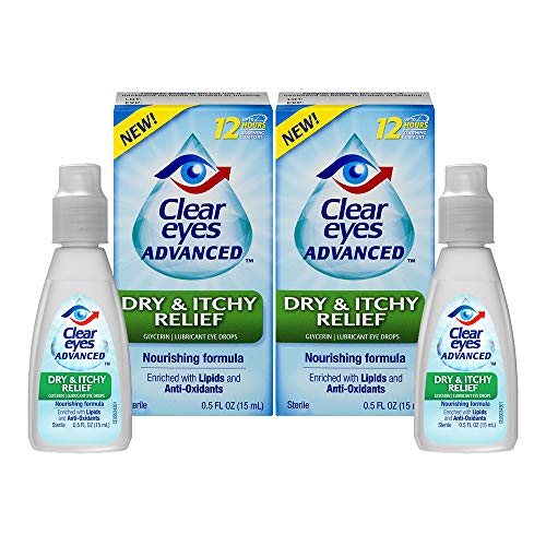 Clear Eyes Dry & Itchy Eye Relief Eye Drops, 0.5 Fl Oz, Pack of 2