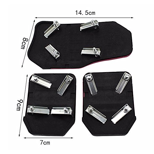 FLY5D 3 Pcs Manual Car Auto Non Slip Sports Aluminium Alloy Automatic Car Auto Vehicle Pedal Foot Treadle Foot Brake Cover Pad (Red) - Thumbnail 3