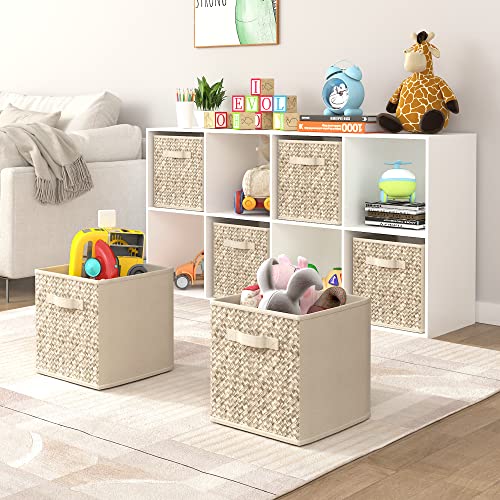 Wisdom Star 6 Pack Fabric Storage Cubes with Handle, Foldable 13x13