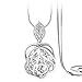 Z-Jeris Fashion Rhinestone Crystal Stuffing Hollow Flower Pendant Long Chain Necklace (Silver)