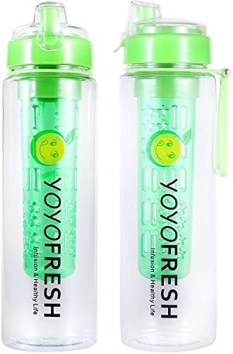 YoYo Fresh Infuser Water Bottle - 24 ounce BPA Free Infusion Sports Bottle - New Design for 2016 Green