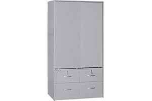 Woodpeckers Furniture And Mattress Sarah Modern Wood Double Sliding Door Armoire (Light Gray)